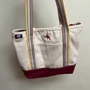 Lands' End Cream and Burgundy Tote Bag